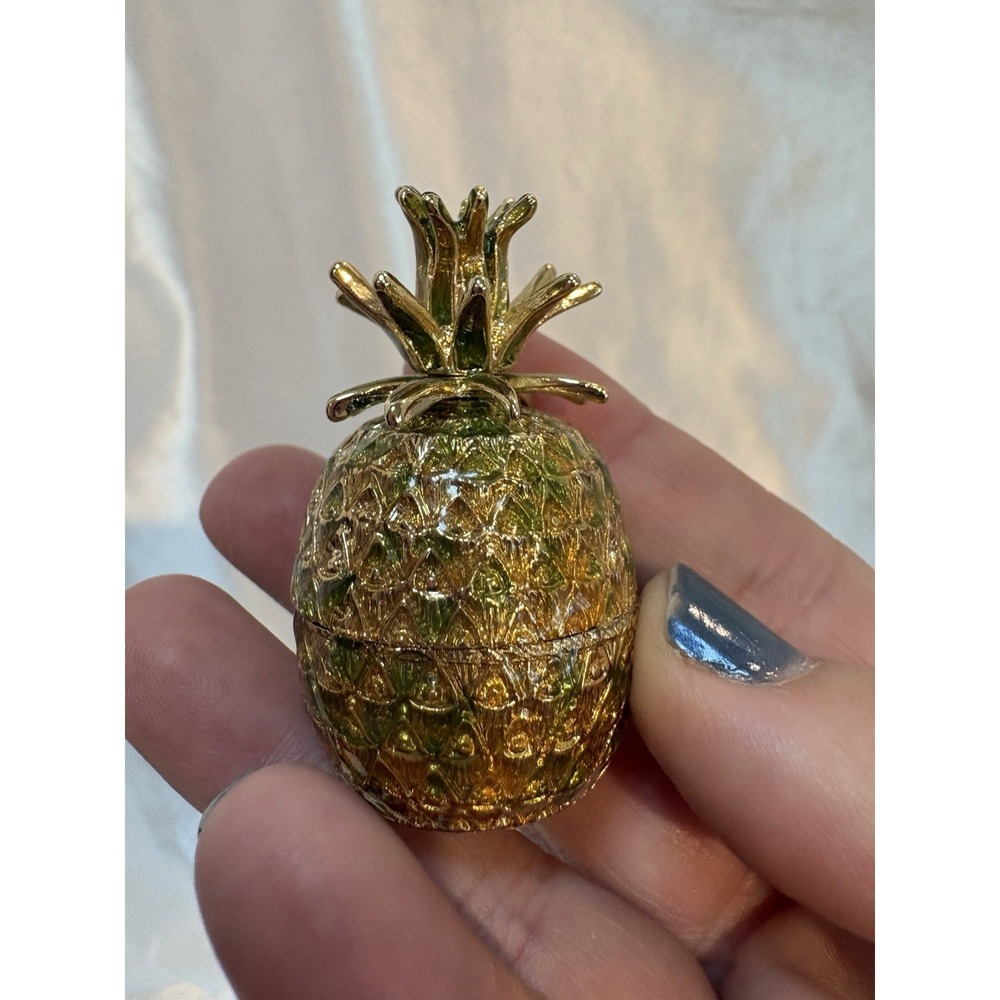 Monet Enamel TRINKET BOX PINEAPPLE  2" hinged